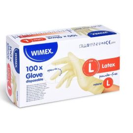 Rukavice hygienické 100ks Latex L Wimex nepudrované biele