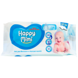 Happy Mimi detské obrúsky 99% čistej vody bez parfumácie, konzervantov 60ks