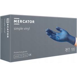 Rukavice hygienické 100ks Vinyl L Mercator nepudrované modré
