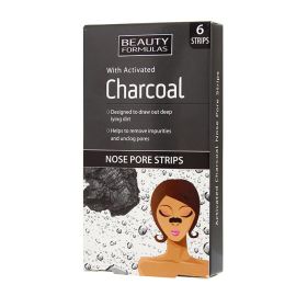Beauty Formulas Charcoal čistiace prúžky na nos s aktívnym uhlím 6ks
