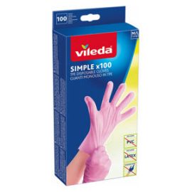 Vileda Simple hygienické rukavice M/L ružové nepudrované 100ks