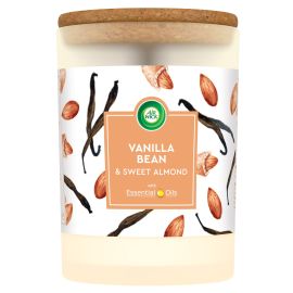 Air Wick Essential Oils Vanilla Baen & Sweet Almond vonná sviečka 185g