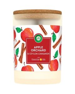 Air Wick Essential Oils Apple Orchard & Ceylon Cinnamon vonná sviečka 185g