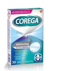 Corega Tabs Whitening tablety na zubné náhrady 30ks