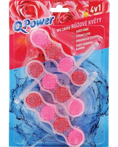 Q Power Ružové Kvety WC blok 3x45g