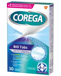 Corega Tabs Bio Antibakteriálne tablety na zubnné náhrady 30ks