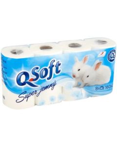 Q Soft toaletný papier 8ks Biely 160 útržkov 3-vrstvový