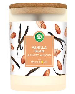 Air Wick Essential Oils Vanilla Baen & Sweet Almond vonná sviečka 185g